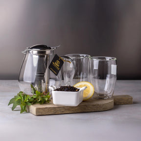Wilmax Teekanne aus hitzebeständigem Glas 1300 ml mit Edelstahlfilter