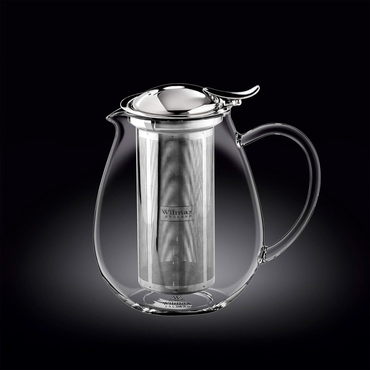 Wilmax Teekanne aus hitzebeständigem Glas 1300 ml mit Edelstahlfilter