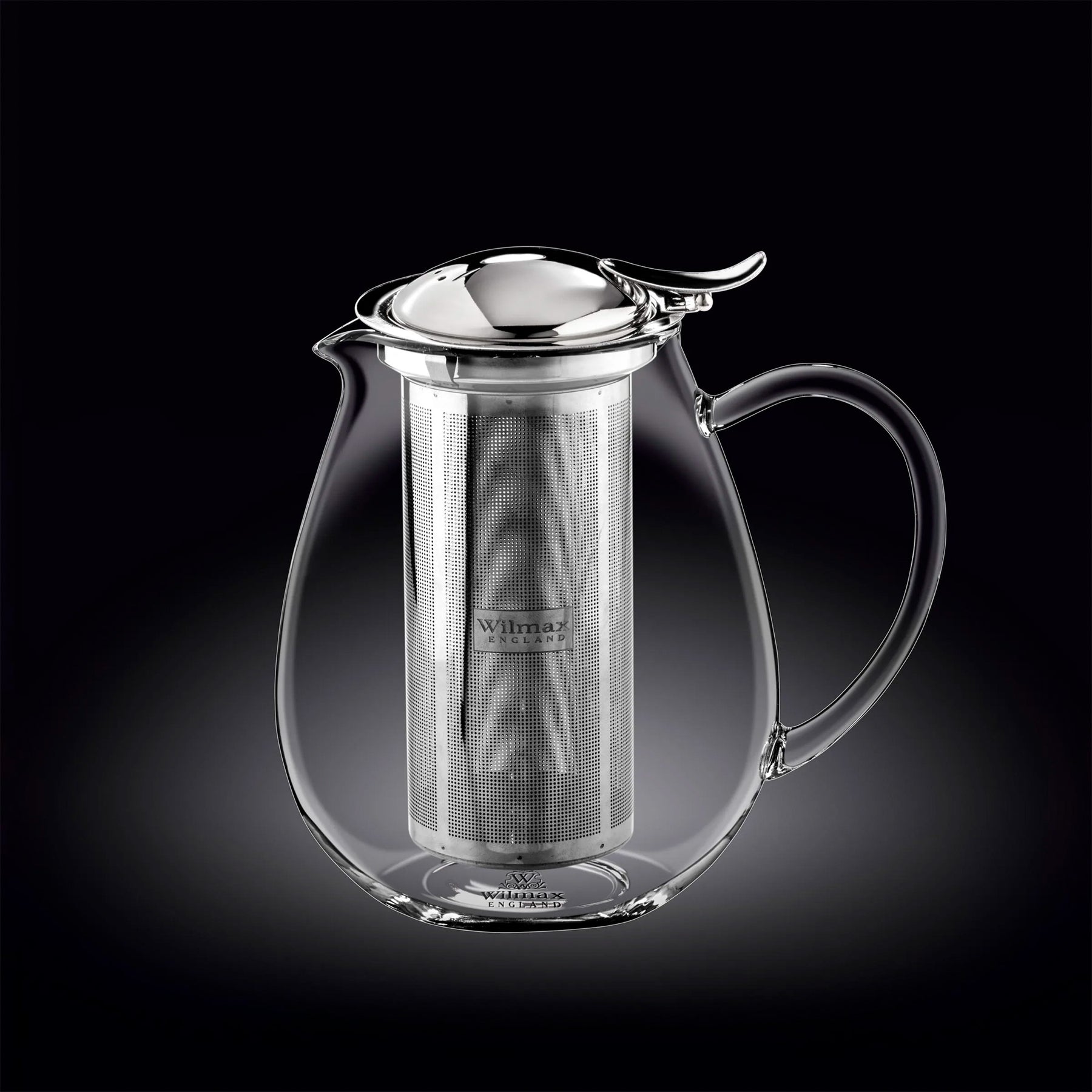 Wilmax Teekanne aus hitzebeständigem Glas 1300 ml mit Edelstahlfilter