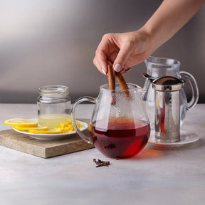 Wilmax Teekanne aus hitzebeständigem Glas 1300 ml mit Edelstahlfilter