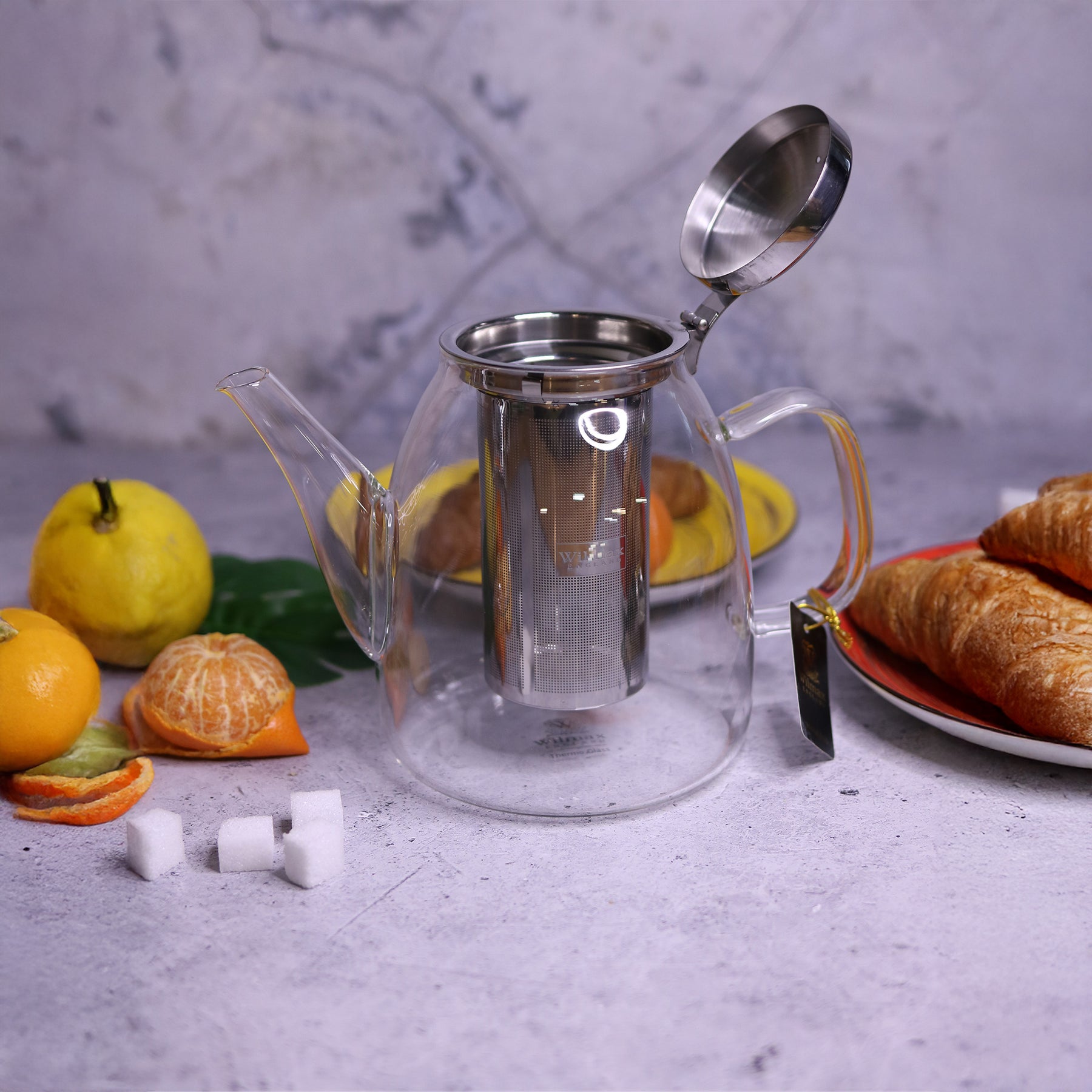 Wilmax Teekanne 1450 ml aus hitzebeständigem Glas mit Filter