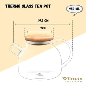 Wilmax Teekanne, 950 ml, hitzebeständiges Thermo-Glas