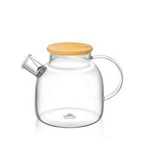 Wilmax Teekanne mit Bambusdeckel, 1200 ml, Glas