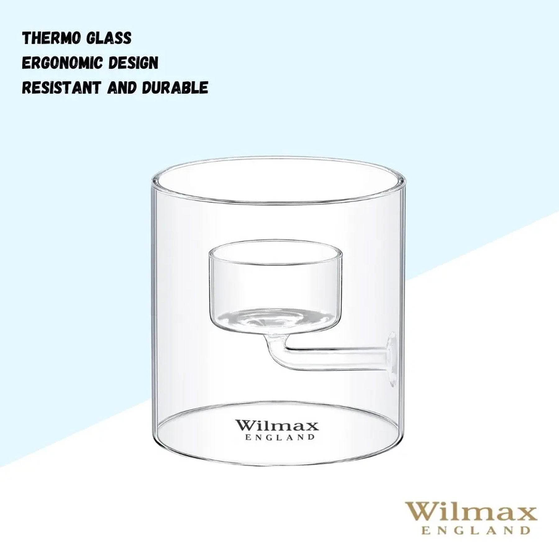 Wilmax Teelichthalter aus Glas für 1 Teelicht, 9 cm