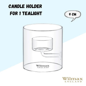 Wilmax Teelichthalter aus Glas für 1 Teelicht, 9 cm