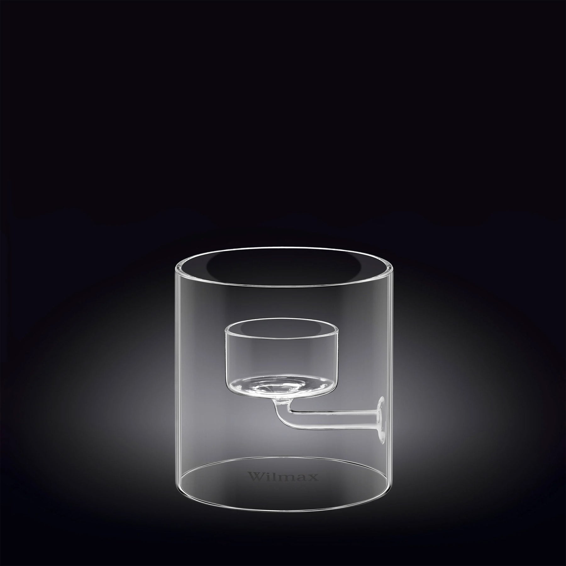 Wilmax Teelichthalter aus Glas für 1 Teelicht, 9 cm