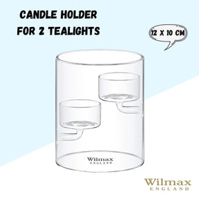 Wilmax Kerzenhalter für 2 Teelichter 12 cm Thermo-Glas