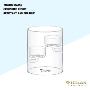 Wilmax Kerzenhalter für 2 Teelichter 12 cm Thermo-Glas