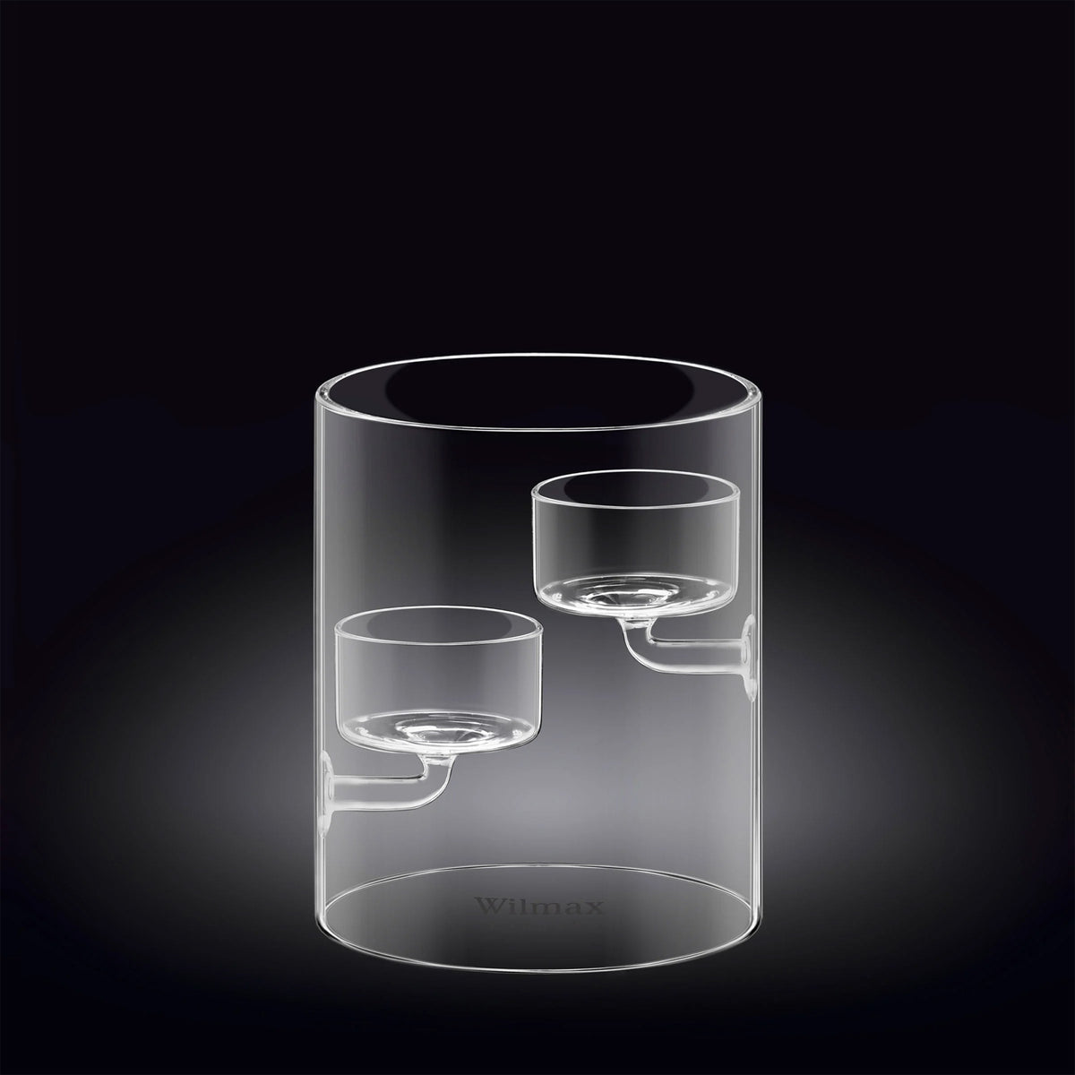 Wilmax Kerzenhalter für 2 Teelichter 12 cm Thermo-Glas