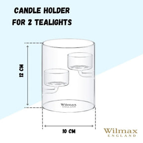 Wilmax Kerzenhalter für 2 Teelichter 12 cm Thermo-Glas