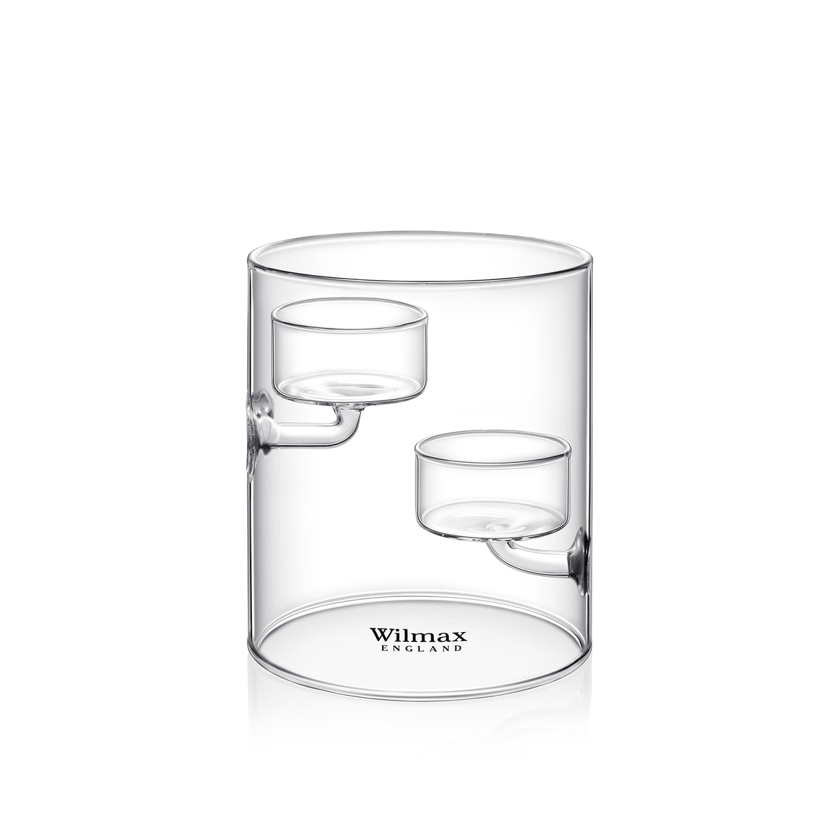 Wilmax Kerzenhalter für 2 Teelichter 12 cm Thermo-Glas