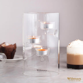 Wilmax Teelichthalter aus Glas für 3 Teelichter, 20 cm