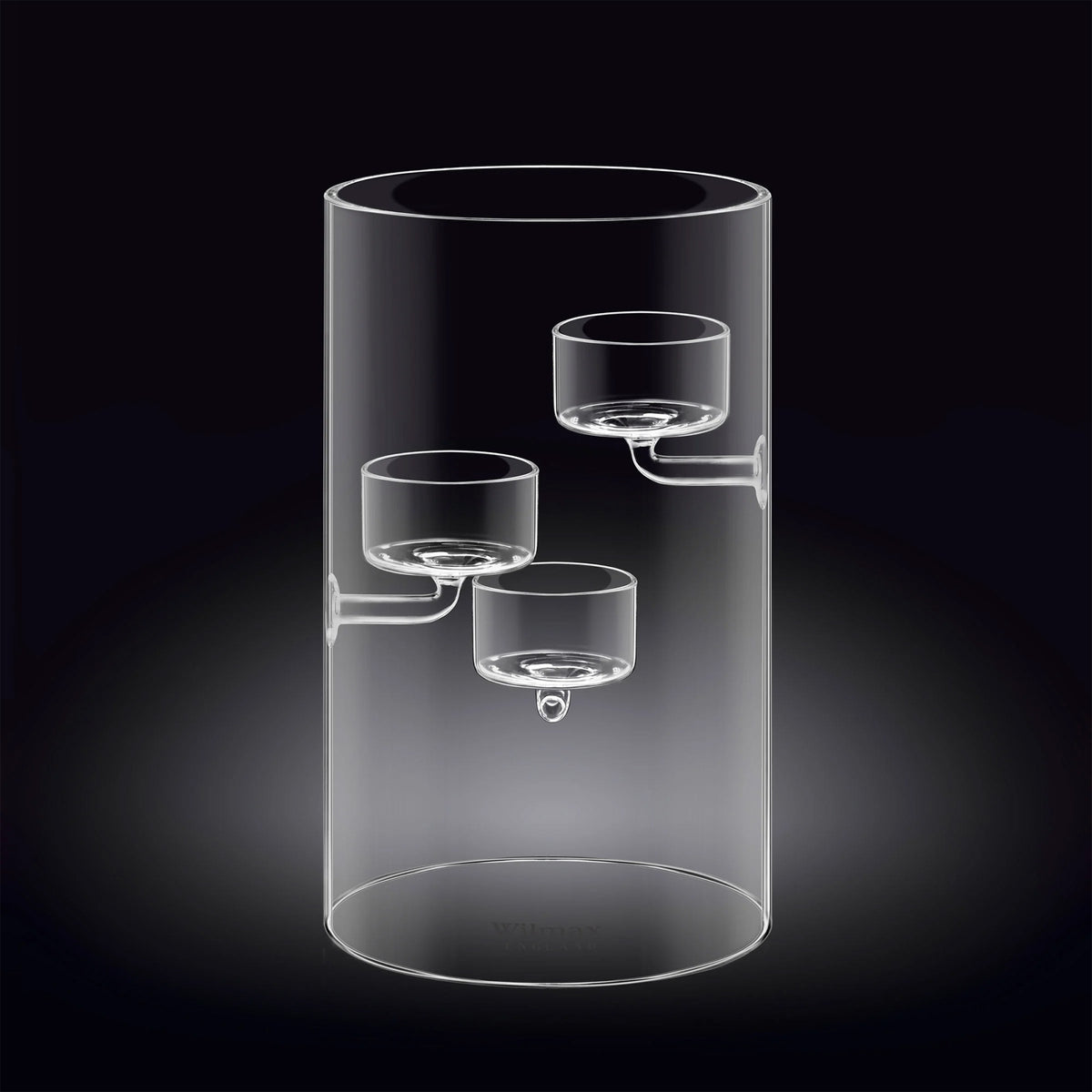 Wilmax Teelichthalter aus Glas für 3 Teelichter, 20 cm
