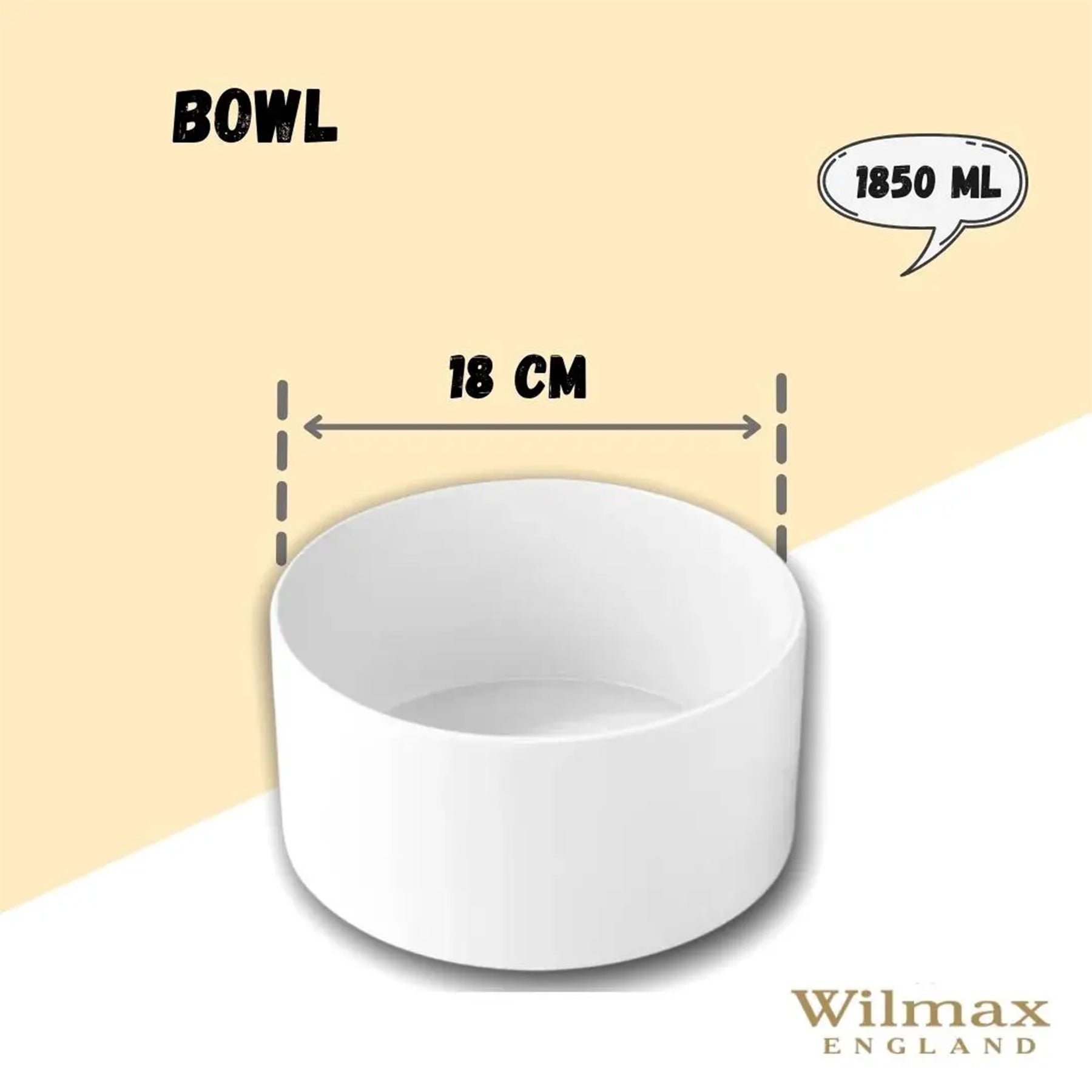 Wilmax Porzellanschüssel, 18 cm, 1850 ml