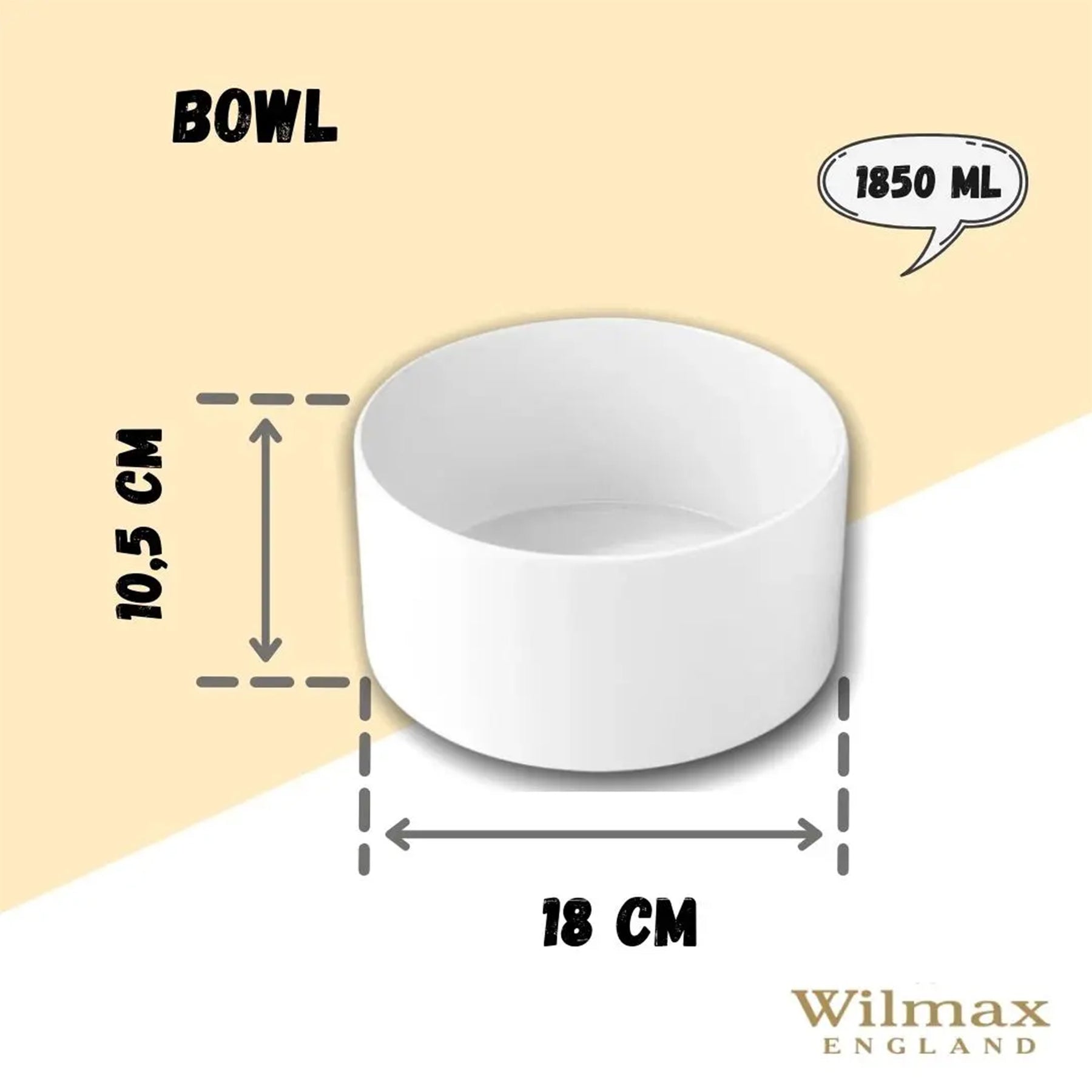 Wilmax Porzellanschüssel, 18 cm, 1850 ml