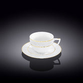 Wilmax Cappuccinotasse mit Untertasse 170 ml Weiß Goldrand Porzellan 2er Set WL-880102402/AB2