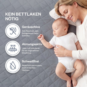 Grauer wasserdichter Baumwoll-Matratzenschoner - Gesteppt & flüssigkeitsdicht