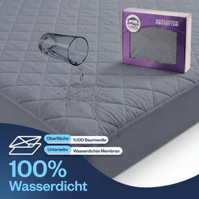 Grauer wasserdichter Baumwoll-Matratzenschoner - Gesteppt & flüssigkeitsdicht