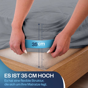 Grauer wasserdichter Baumwoll-Matratzenschoner - Gesteppt & flüssigkeitsdicht