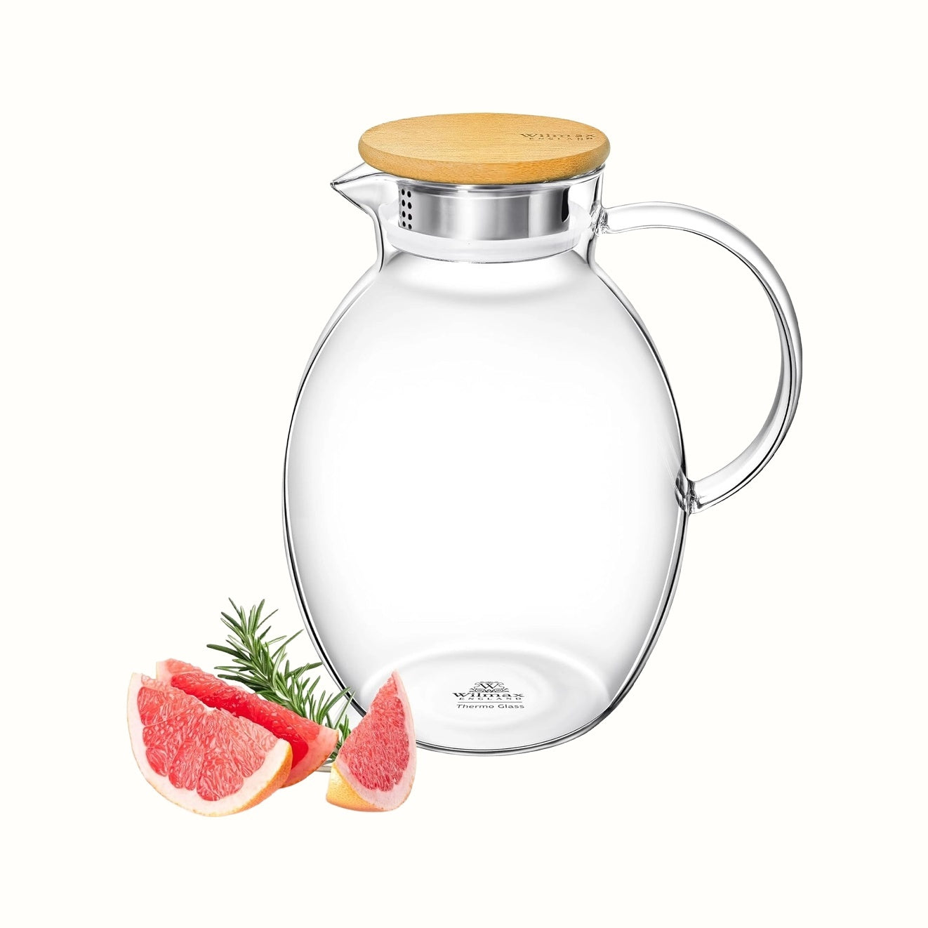 Wilmax Karaffe 1900 ml Thermoglas mit Bambusdeckel Transparent WL-888216/A