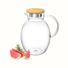 Wilmax Karaffe 1900 ml Thermoglas mit Bambusdeckel Transparent WL-888216/A