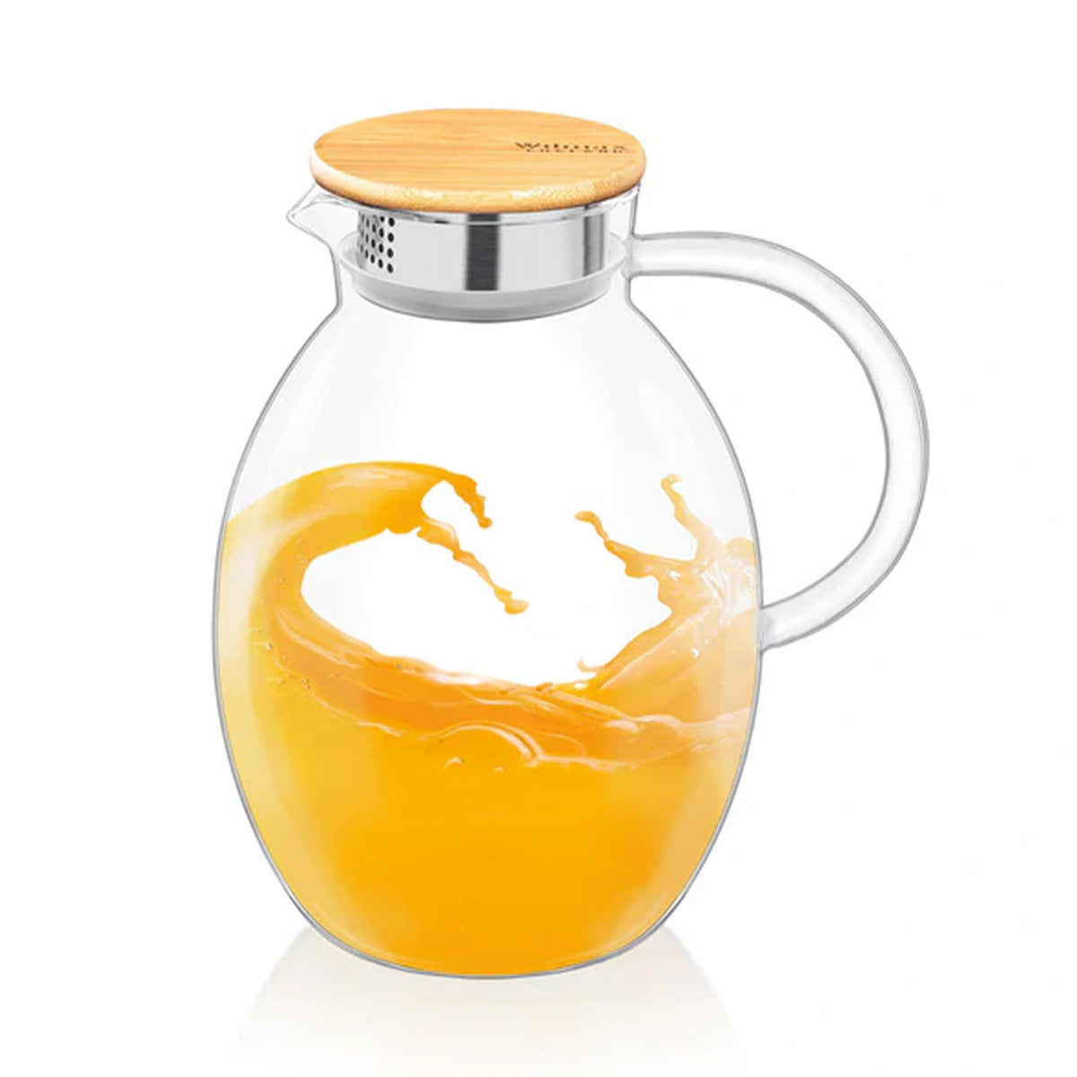 Wilmax Borosilikatglas Krug mit Bambusdeckel