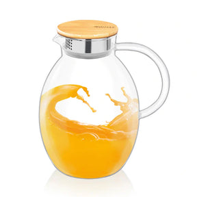 Wilmax Borosilikatglas Krug mit Bambusdeckel