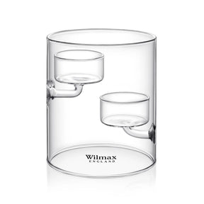 Wilmax Kerzenhalter für 2 Teelichter 12 cm Thermo-Glas