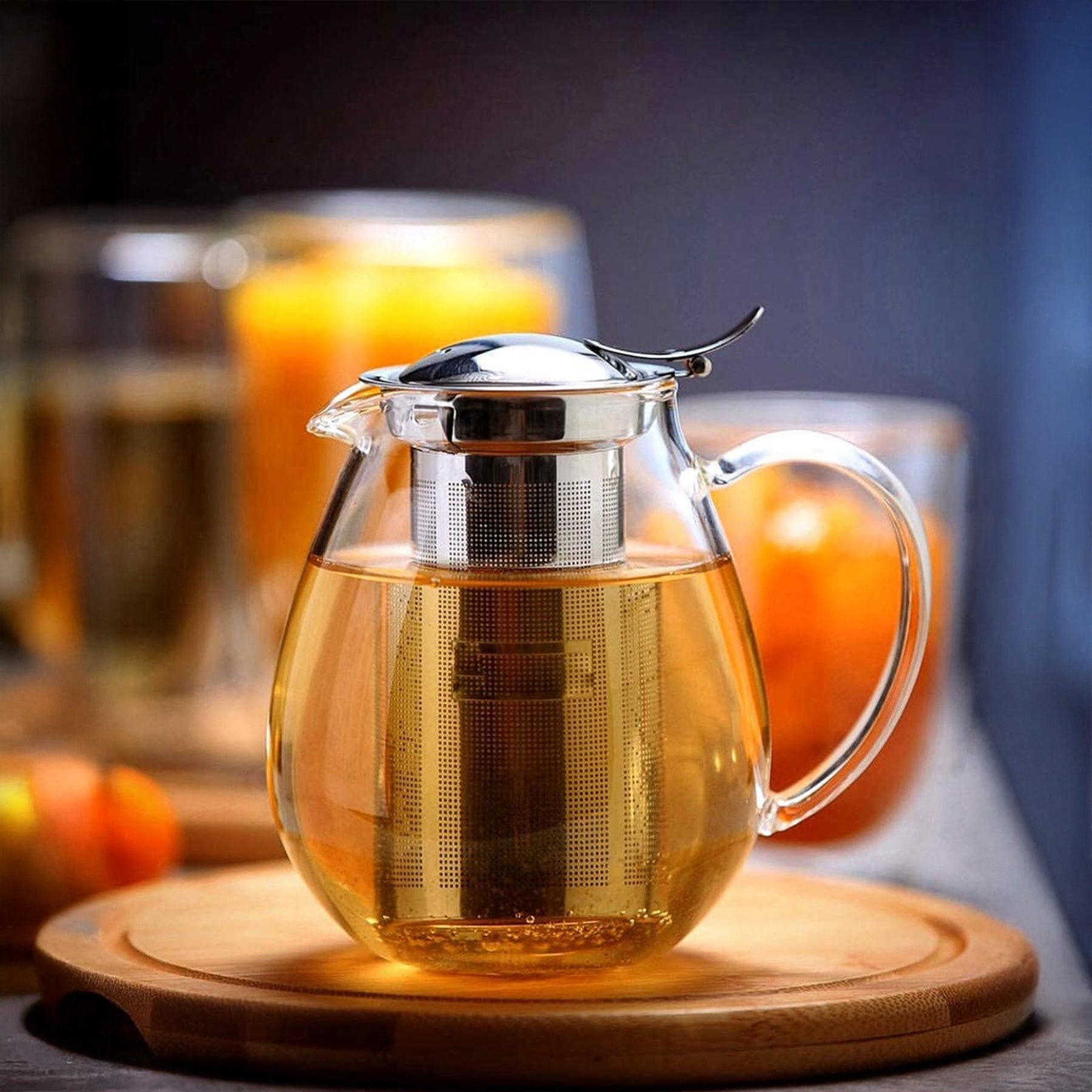 Wilmax Teekanne aus hitzebeständigem Glas 1300 ml mit Edelstahlfilter