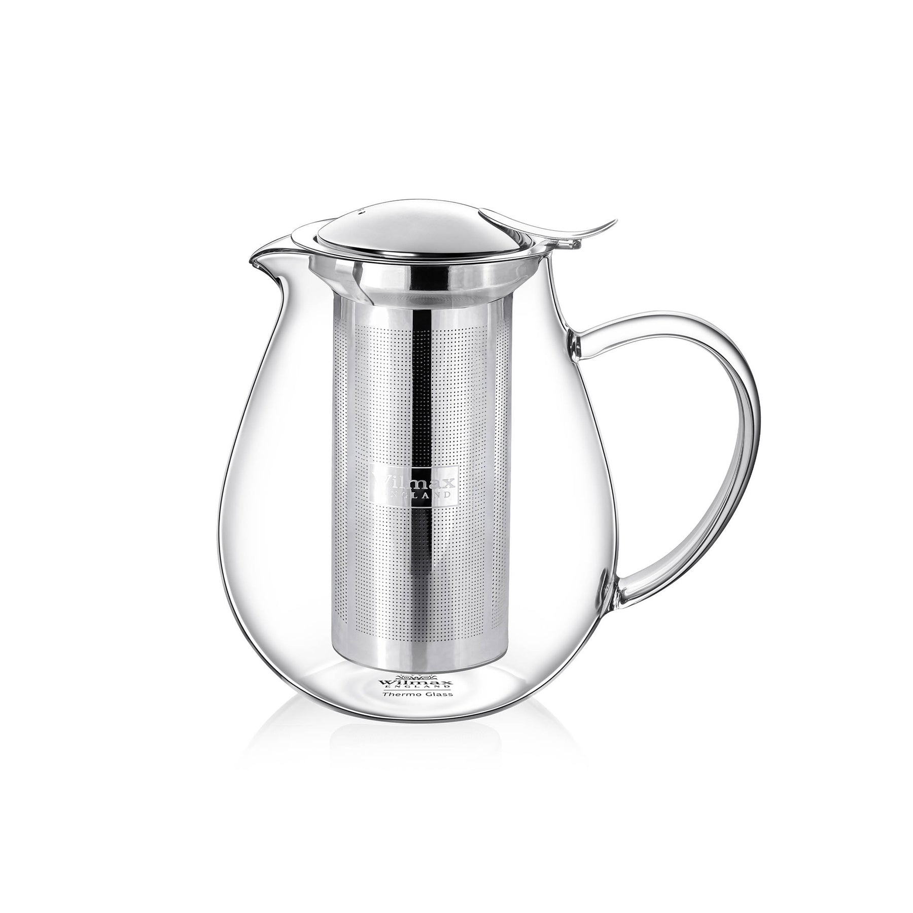 Wilmax Teekanne aus hitzebeständigem Glas 1300 ml mit Edelstahlfilter