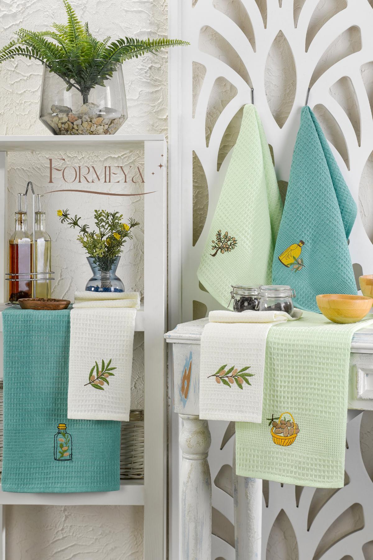 Set mit 6 Küchentrockentüchern Waffelmuster 40X60 cm (6 Stück) - Mint