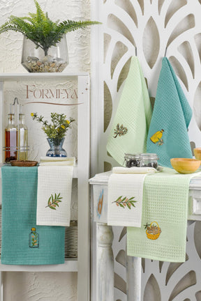 Set mit 6 Küchentrockentüchern Waffelmuster 40X60 cm (6 Stück) - Mint