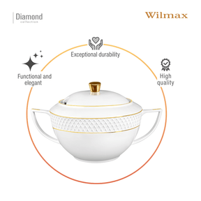Wilmax Suppenterrine 2800 ml Weiß Porzellan mit Deckel WL-880102511/A