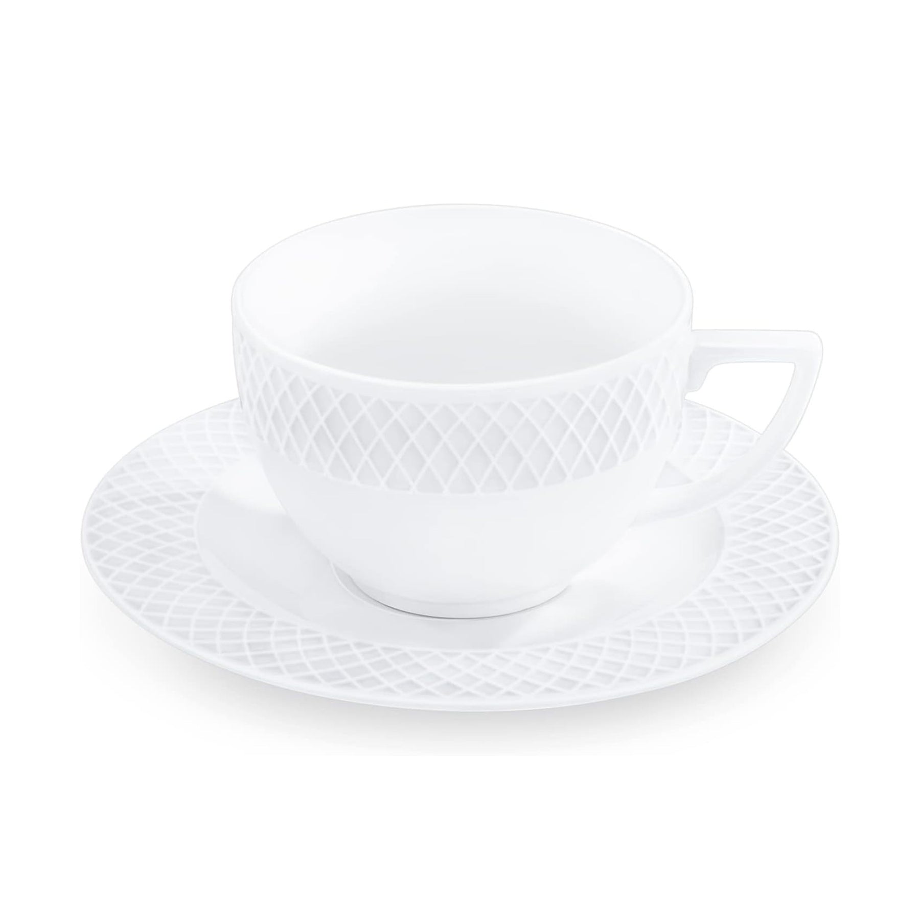 Wilmax Diamond Cappuccino Tasse mit Untertasse 170 ml Weiß Porzellan 6er Set