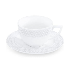 Wilmax Diamond Cappuccino Tasse mit Untertasse 170 ml Weiß Porzellan 6er Set