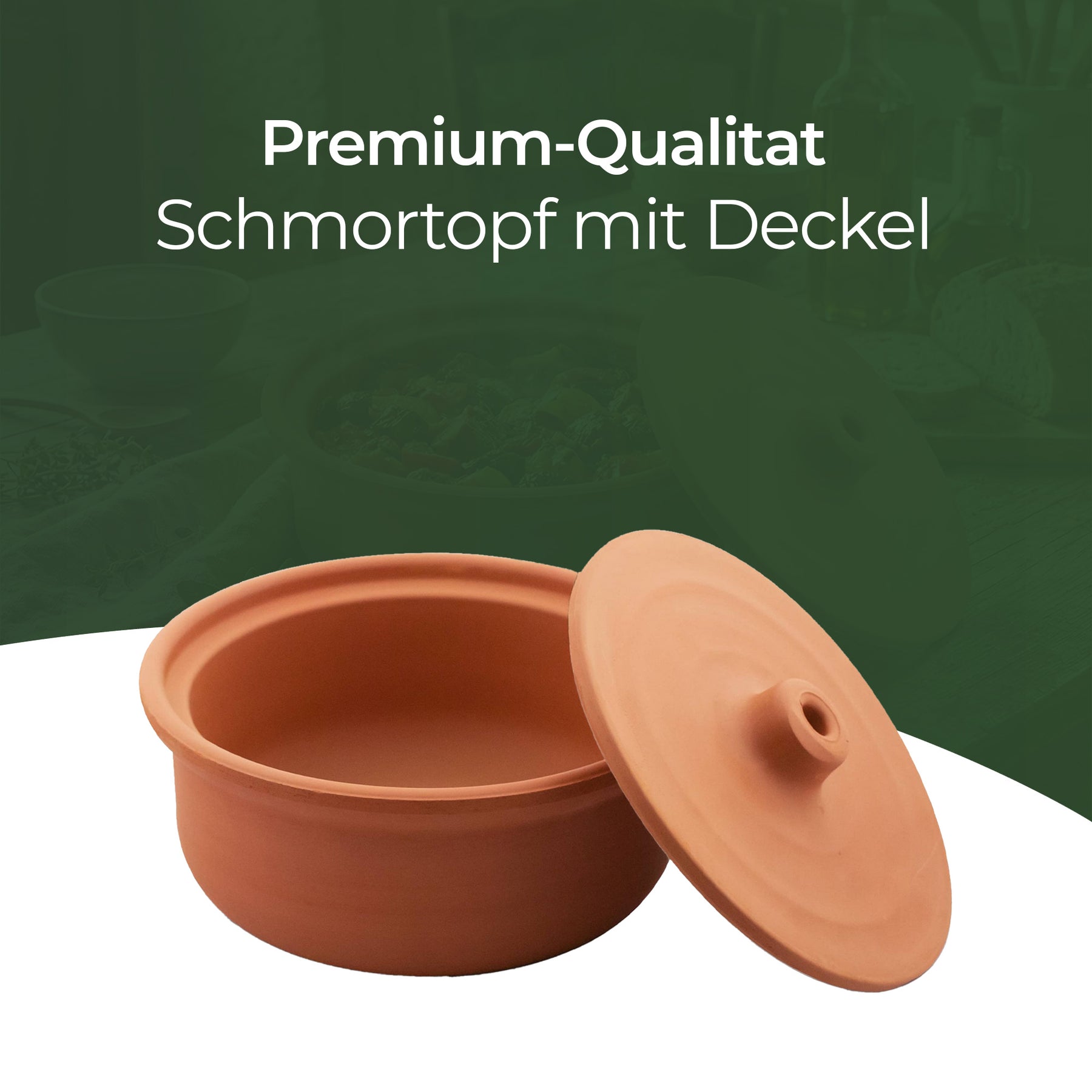 Viapot Medium 2500 ml - Natur - Terrakotta-Schmortopf mit Deckel - 24×12 cm