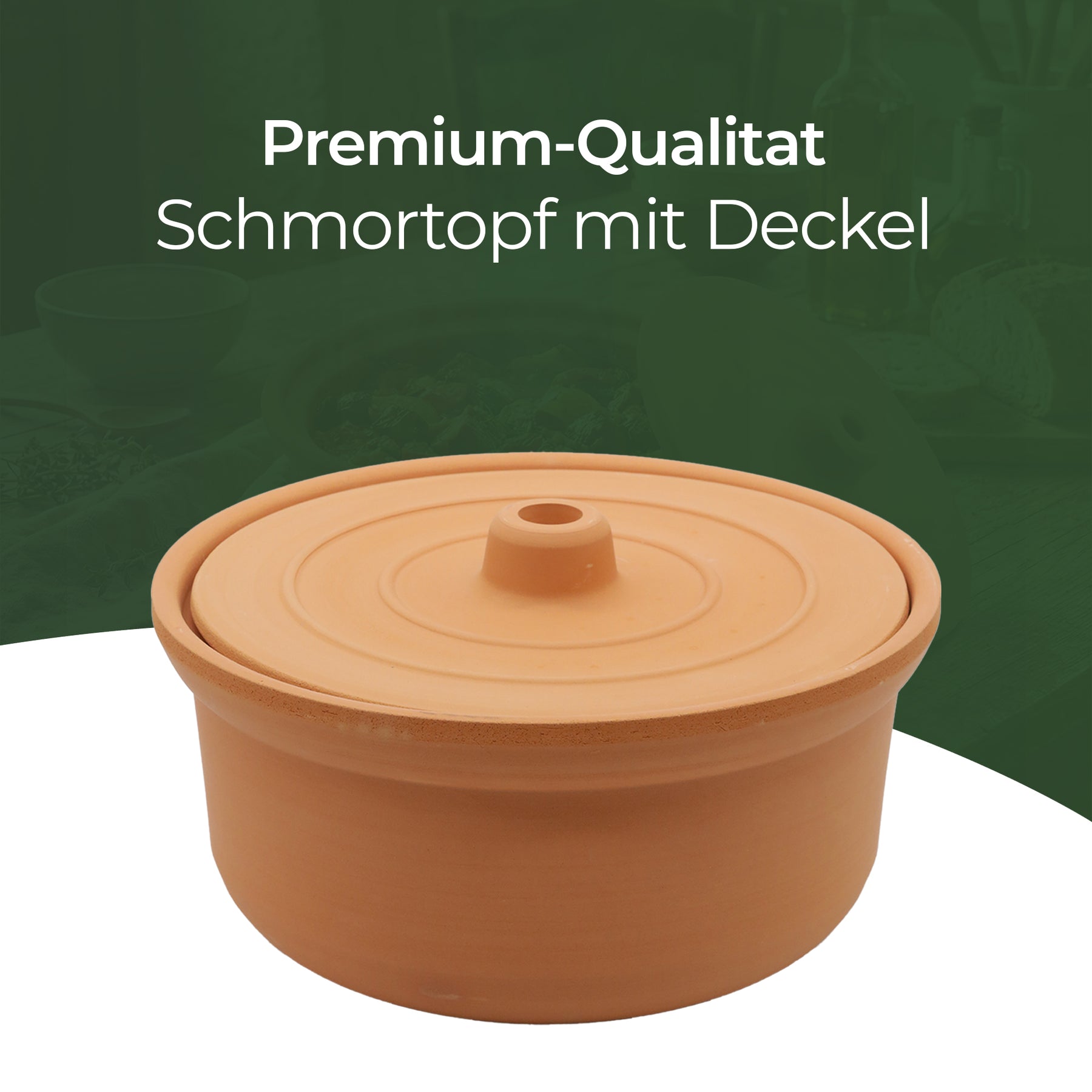 Viapot Big 3500 ml - Natur - Terrakotta-Schmortopf mit Deckel - 26×15 cm