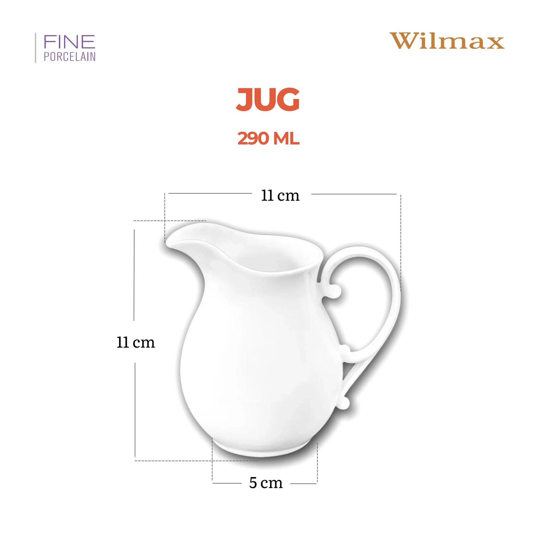 Wilmax Sahnekännchen 290 ml Weiß Porzellan WL-995041/1C