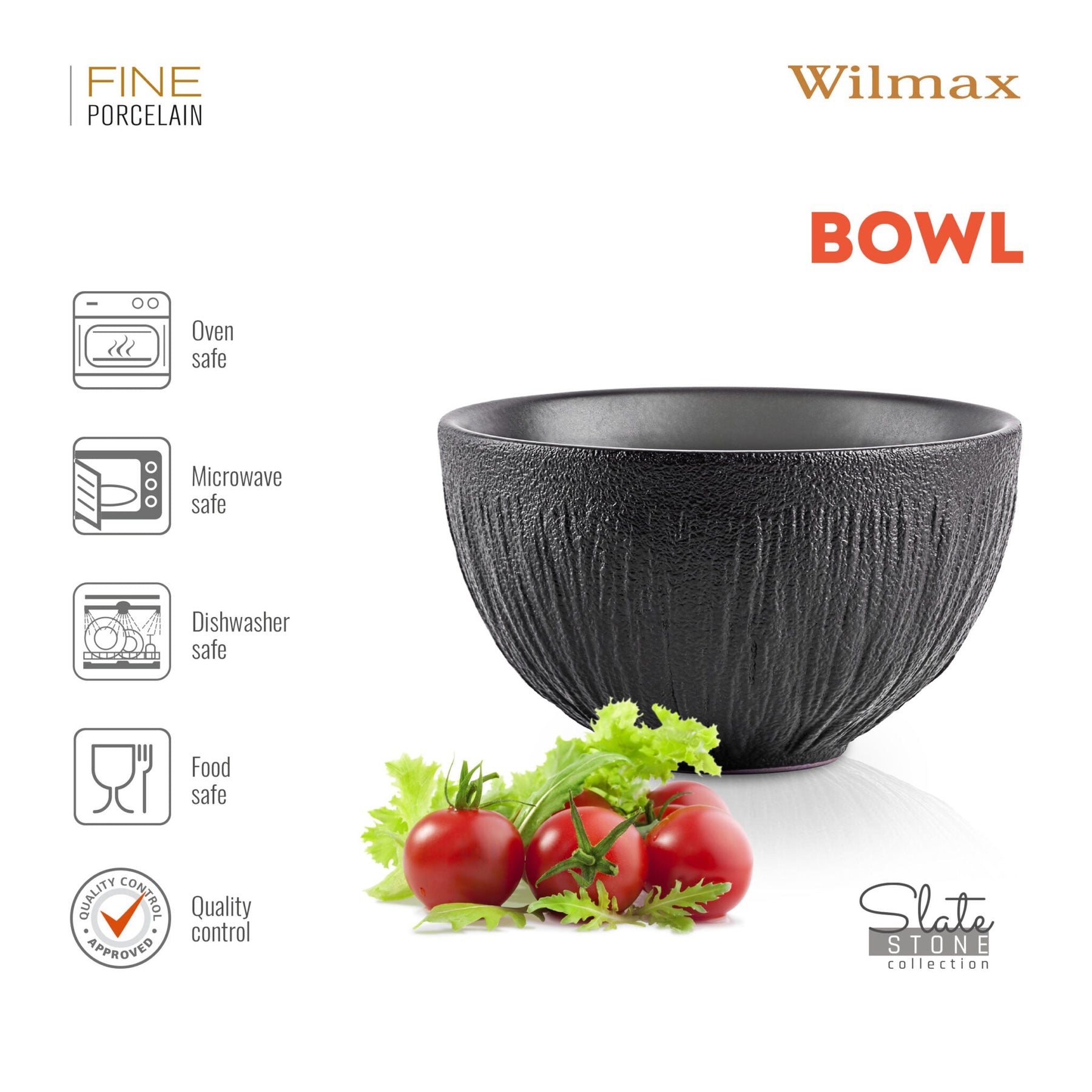 Wilmax Schale 600 ml Schwarz Porzellan WL-664116/A