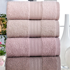 Elegantes 4er Set Baumwoll Hand- & Gesichtshandtücher 50x85 cm - Weich, Saugfähig & Hautfreundlich - Pflaume Serie
