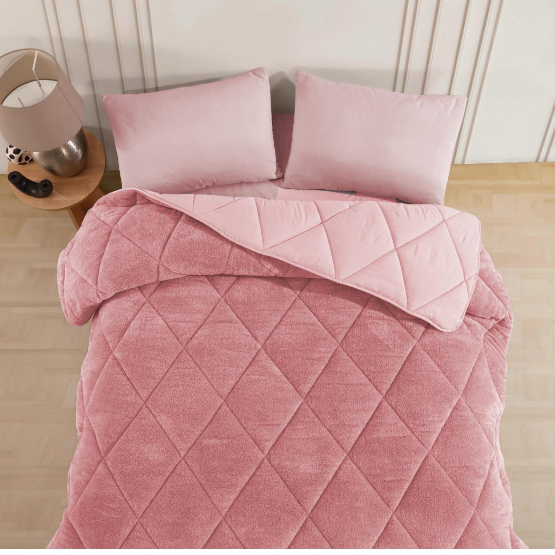 Wellsoft Bettdecke Rosa 155x220 cm - Wendbare Ganzjahresdecke, Doppelseitiges Steppbett mit 300 g/m² Füllung, Weich & Pflegeleicht