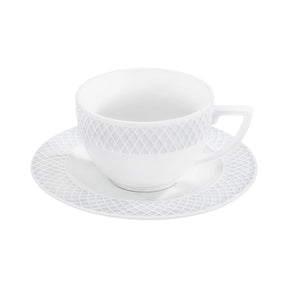 Wilmax Tasse mit Untertasse 240 ml Weiß Porzellan 6er Set
