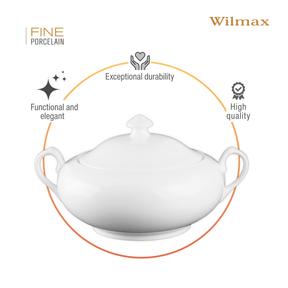 Wilmax Terrine mit Deckel 2800 ml aus Porzellan, Weiß WL-992491/1C