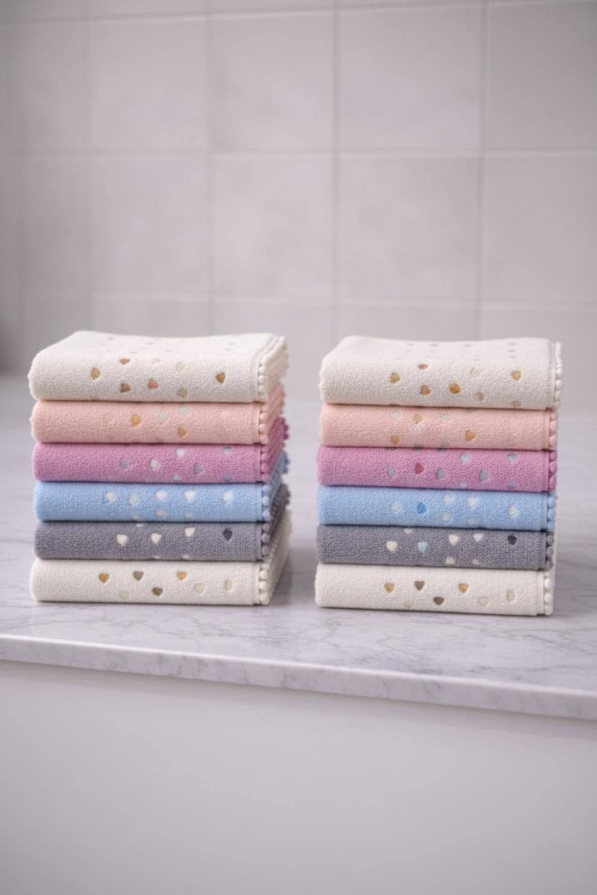 12-teiliges Premium-Handtuchset mit Bommeln aus 80 % Baumwolle - 12er-Pack, mehrfarbig, 50 x 90 cm