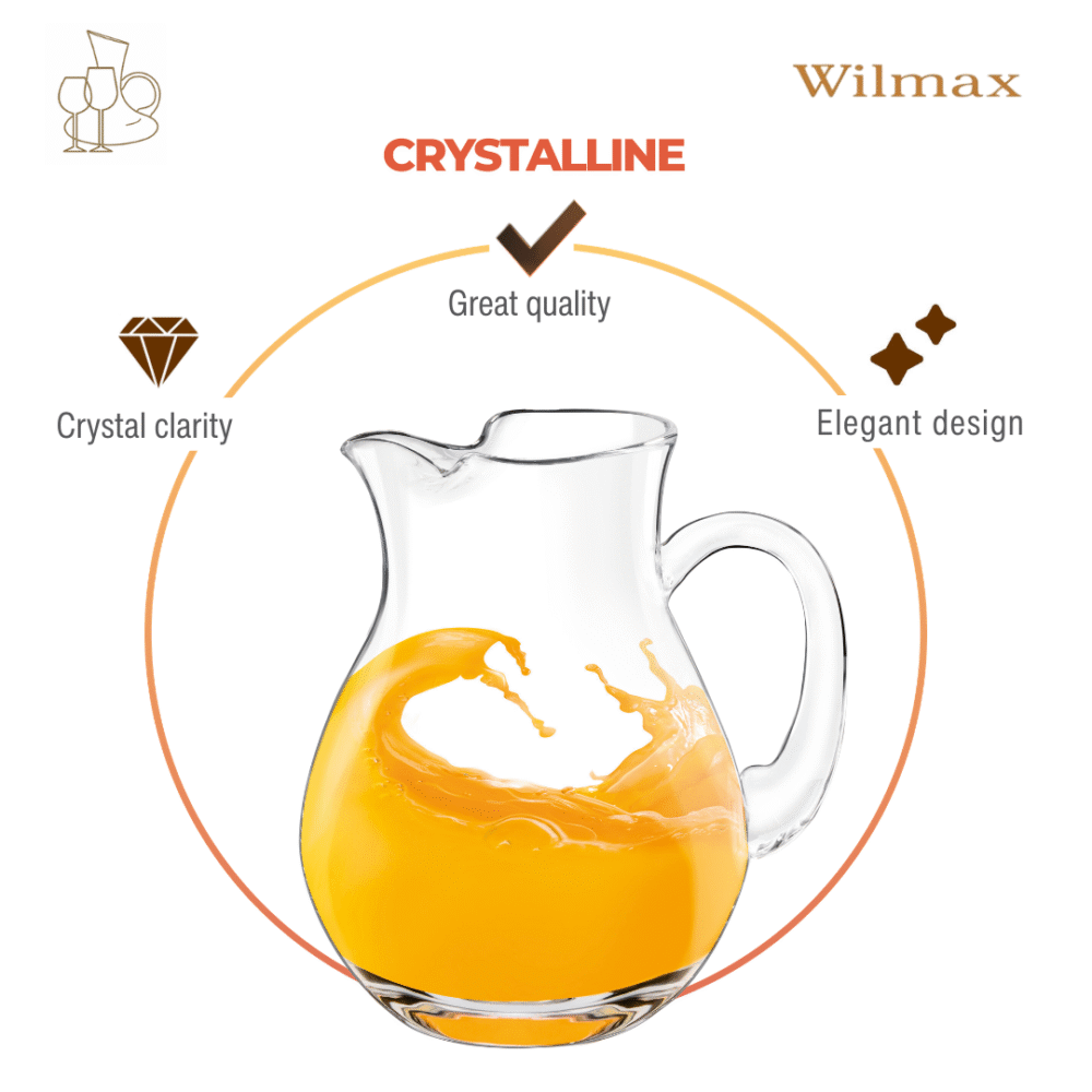 Wilmax Getränkeset Glaskrug 2000 ml mit 6 Gläser 540 ml Kristallglas WL-888350/1C-888022/A6