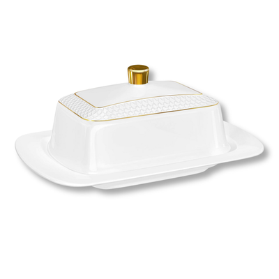 Wilmax Butterdose Goldrand 18.5x12.5x7.5 cm Porzellan