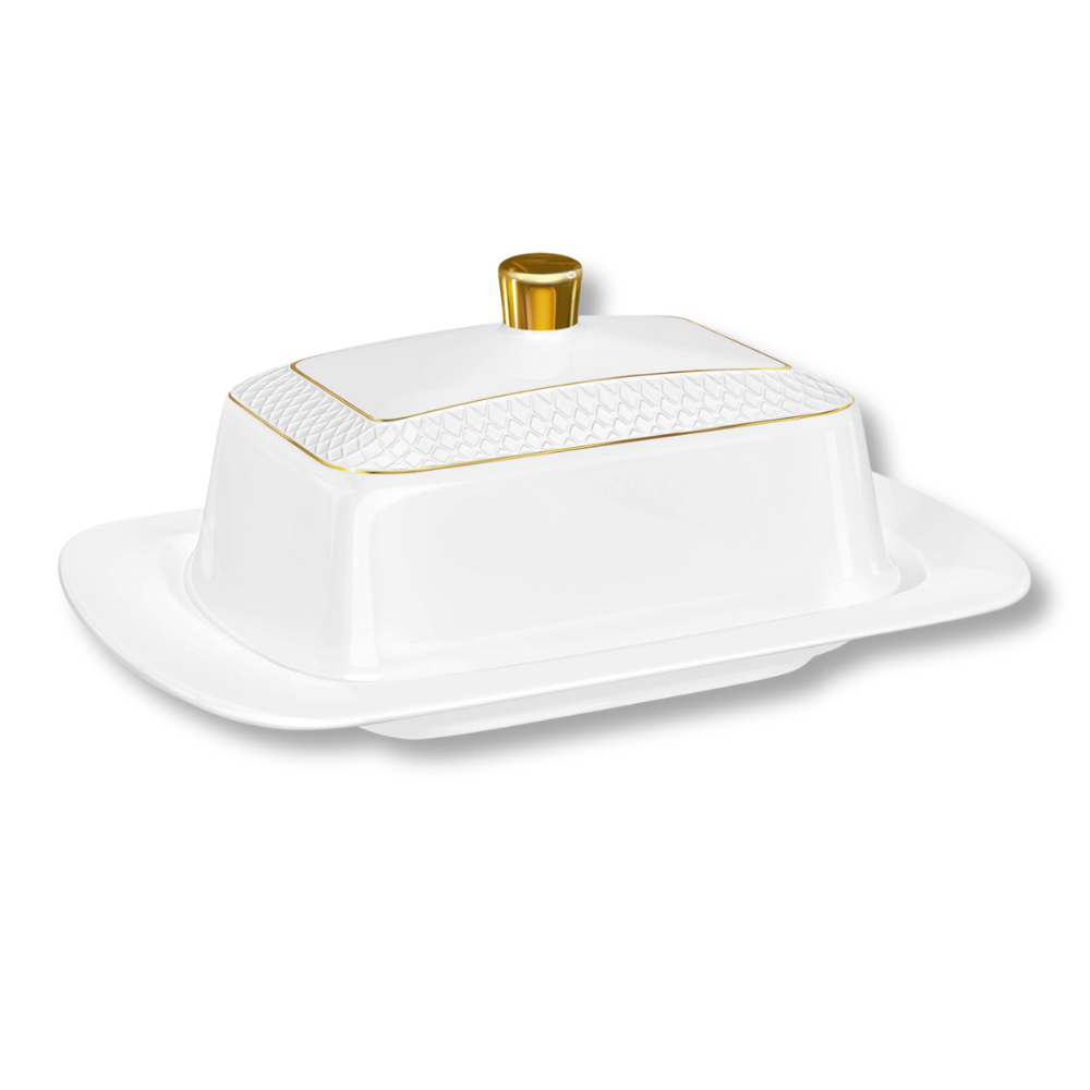 Wilmax Butterdose Goldrand 18.5x12.5x7.5 cm Porzellan WL-880102601/A