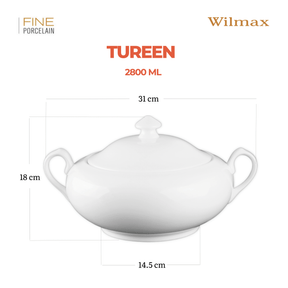 Wilmax Terrine mit Deckel 2800 ml aus Porzellan, Weiß WL-992491/1C