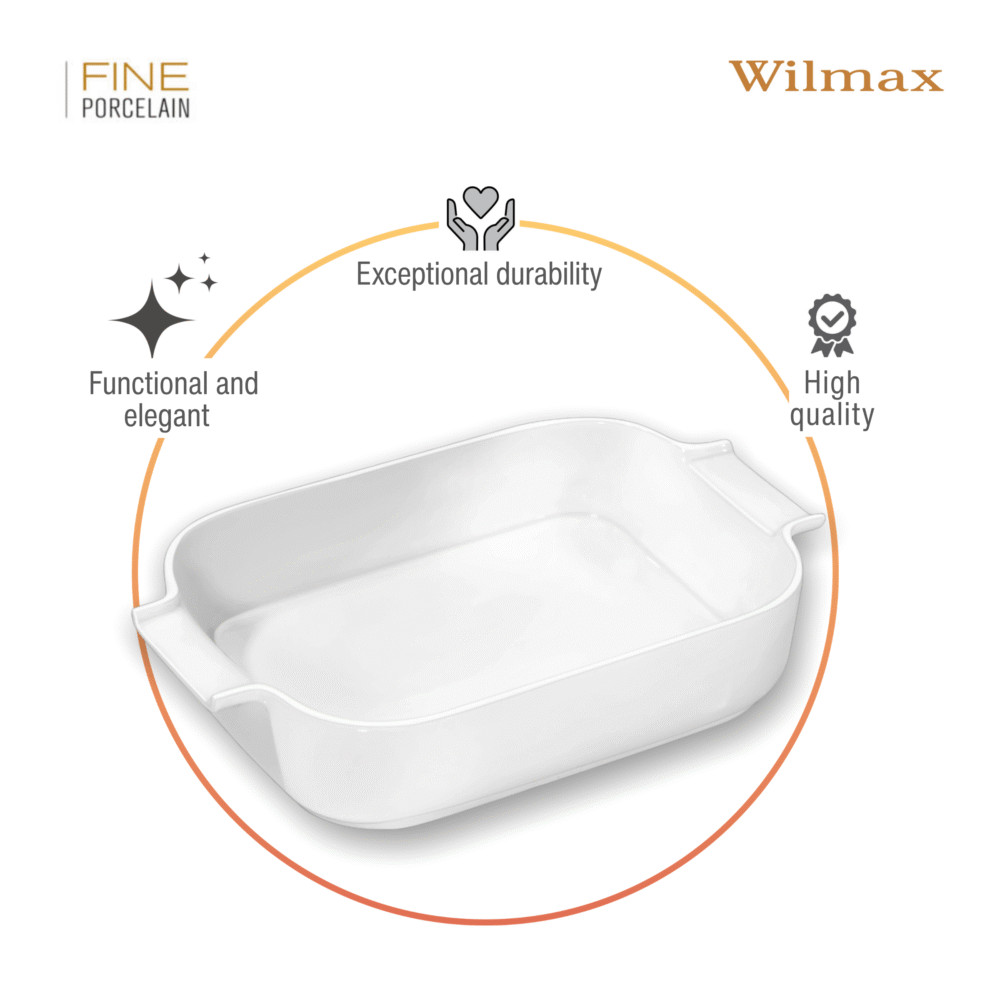 Wilmax Auflaufform mit Griffen 860 ml Porzellan Weiß WL-997018/1C