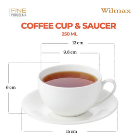 Wilmax Teetassen mit Untertassen 6er Set 250 ml